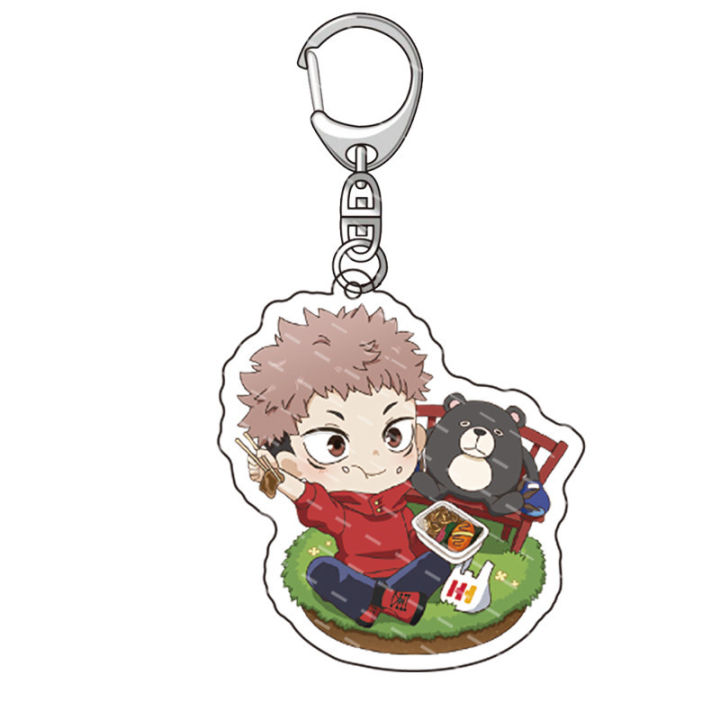 jujutsu-kaisen-keychain-anime-keyring-acrylic-cute-cartoon-bag-pendant-camp-gojo-satoru-nobara-key-chain-gifts