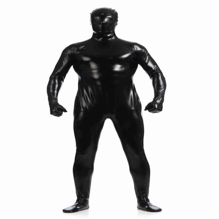 lazaralife-shiny-metallic-bodysuit-lycra-spandex-ชุด-zentai-ชุดฟิตเนสชายสีดำ-xxl