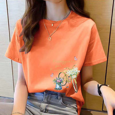 เสื้อเสื้อเชิ้ตสไตล์เกาหลีพิมพ์ลายใหม่แขนสั้นสำหรับผู้หญิงเสื้อลำลองแฟชั่นเรียบง่ายสำหรับฤดูร้อน