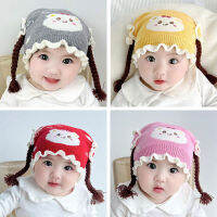 Baby Grils ถัก Beanies หมวกทารก Dual Ball ถักโครเชต์ Beanie Hairball เด็กอ่อนหมวกอบอุ่นเด็ก Cap