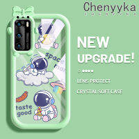 เคส Chenyyka สำหรับ Huawei P40 P40 Pro การ์ตูนน่ารักนักบินอวกาศกันกระแทกหลากสีเคสโทรศัพท์โปร่งใสสร้างสรรค์มอนสเตอร์น้อยเลนส์กล้องถ่ายรูปเคสกรอบซิลิโคนอ่อนนุ่มป้องกัน