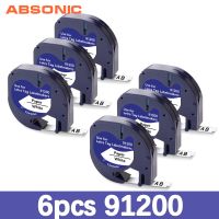 【On Sale】 Absonic 6PK 91200กระดาษใช้งานร่วมกับ Dymo LetraTag Label 91330 91220สีดำสีขาวสำหรับ Dymo LetraTag LT-100H เครื่องทำป้าย