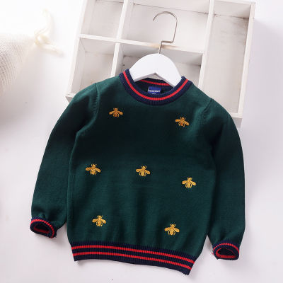 3-8T Toddler Kid Boy Clothes Autumn Winter Warm pullover Top Long Sleeve Letter Sweater Girl Fashion Knitted Gentleman Knitwear