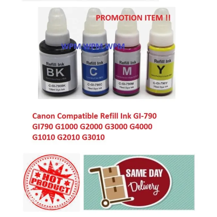 Premium Ink Canon Compatible Refill Ink GI790 GI790 G1000 G2000 G3000