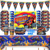 10 คน Blaze และ Monster Machines Birthday Party อุปกรณ์ตกแต่งเด็กทารกฝักบัวบนโต๊ะอาหาร Party Supplies บอลลูน-zaldfjgnsdg