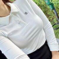 Korean spring golf clothing womens doll collar long-sleeved brushed thin velvet long-sleeved T-shirt tops jersey golf uniform J.LINDEBERG Titleist DESCENNTE Korean Uniqlo ○✇☜