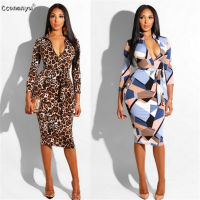 2019 Sexy Leopard Dress Women Long Leopard Print Pencil Woman Dress High Waist Lady Leopard Party Dress Women Elegant Dresses