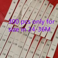 Size labels 300PCS 24-36M Natural cotton ribbon cloth print size label Stickers Labels