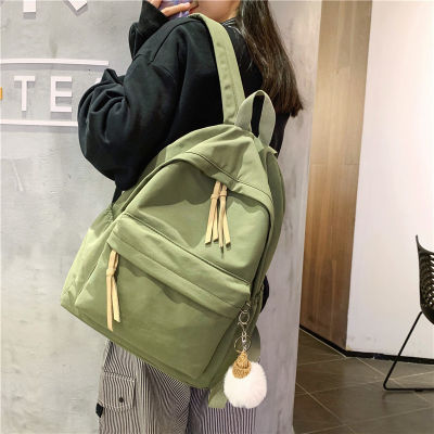 กระเป๋านักเรียนหญิงโบราณสไตล์เกาหลีนักเรียนมัธยมศึกษาตอนต้นเรียบง่ายซูเปอร์ไฟคู่กระเป๋าสะพาย 7N6S