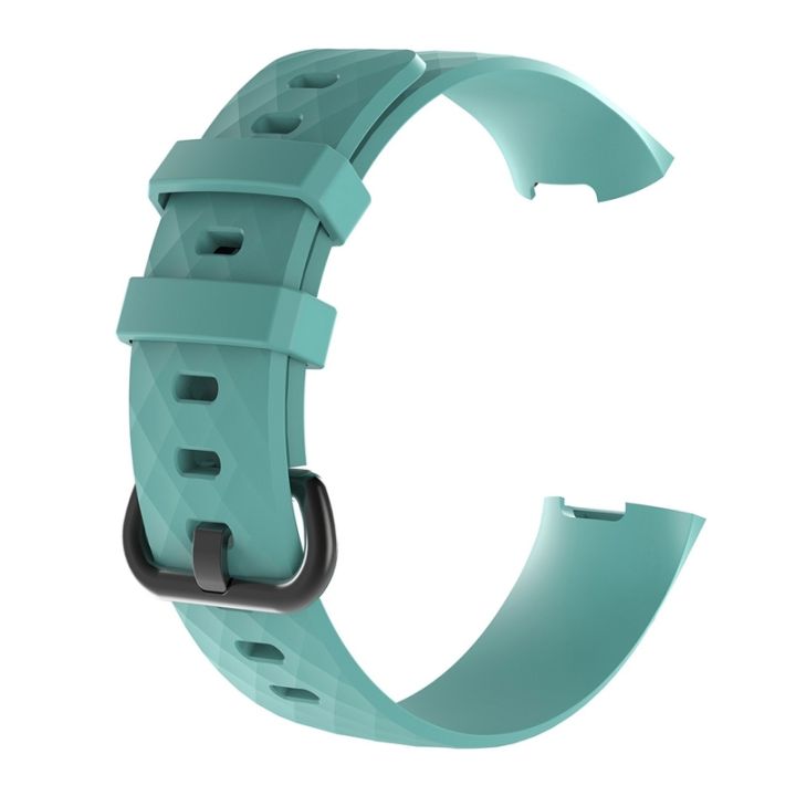 สายนาฬิกาข้อมือซิลิโคนลายเพชรสำหรับ-fitbit-charge-3ชิ้นเล็ก190-18มม-สีเขียวอ่อน