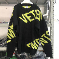 รุ่นยอดนิยม สีดำ Vetements โลโก้ขนาดใหญ่ถัก Jacquard เสื้อกันหนาวผู้ชายผู้หญิงลำลอง VTM เสื้อ