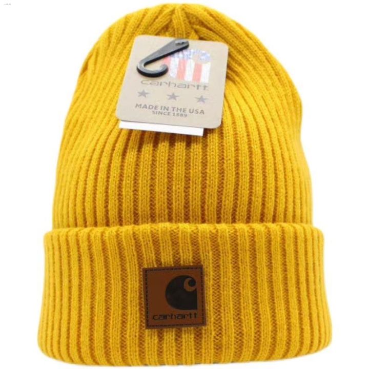 carhartt-หมวกถักนิตติ้งสำหรับผู้หญิง-topi-dingin-ลำลองอบอุ่นคู่รักถุงมือเล่นสกีหมวกขนสัตว์แบรนด์ต่างประเทศ