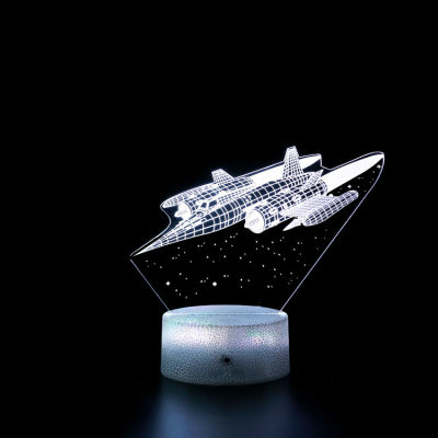 [COD] ของขวัญสร้างสรรค์สีสันสดใส 3D ไฟกลางคืนเฮลิคอปเตอร์ยานอวกาศจรวดเครื่องบินรบ LED สัมผัสระยะไกล