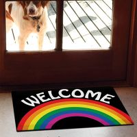 Welcome Mat Rainbow Stripe Doormat Modern Polyeste Entrance Home Carpet Anti-slip Floor Rug Living Room Balcony Area Rug