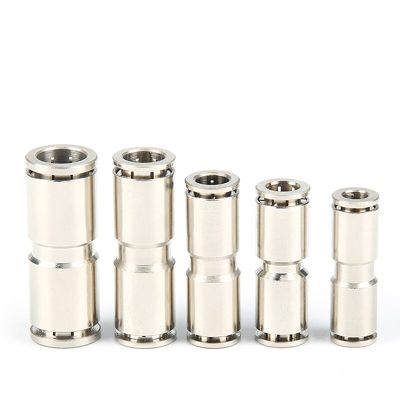 1pc All copper nickel-plated PU series pipe pneumatic joint quick plug joint reduce diameter straight Pipe Fittings Accessories