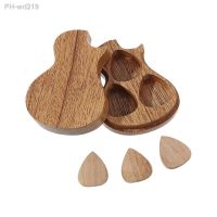 Guitar Pick Holder Case with 3 Pcs Wooden Guitar Pick Suitable for Gift Guitar Players Guitar Parts