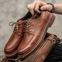 Autumn New Men Shoes Brogue Casual Shoes Men Genuine Leather Shoes Work Boots Business Casual Sneakers