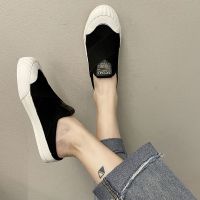 "Fashion summer" lazy people no heel Baotou half slippers women 2022 new summer wear Joker flat bottom one pedal small white shoes