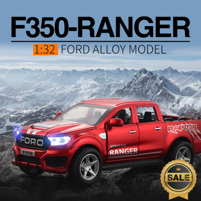 1:32 Ford Raptor F350 Pickup Alloy Car Model Diecast Metal Toy Off-road Vehicles Model High Simulation Sound Light Kids Toy Gift