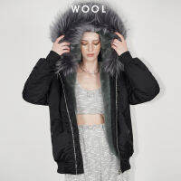 WOOL - WEREWOLF BOMBER (BLACK OUTER) เสื้อบอมเบอร์กันหนาว ฮู้ดถอดเฟอร์ได้