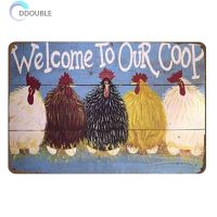 Retro Metal Plate Tin Sign Plaque Rectangle Chicken Farming Cooperative Poster