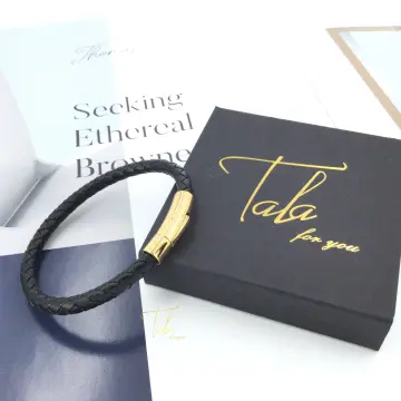 Luxury Black Rope Gold Stainless Steel Leather Bracelet For Men – ZIVOM