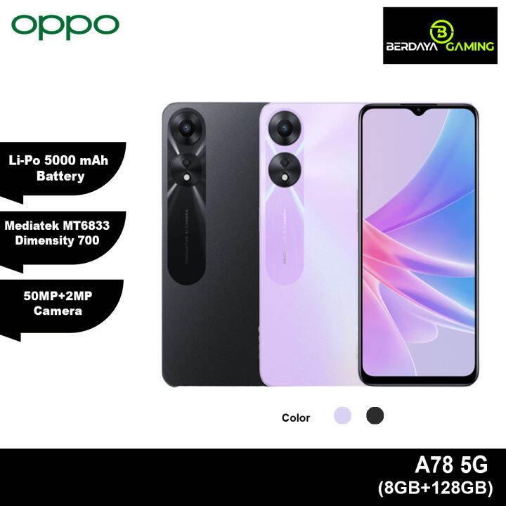 Oppo A78 5G | 8GB RAM | 128GB ROM | 5000mAh Battery | Mediatek MT6833 ...