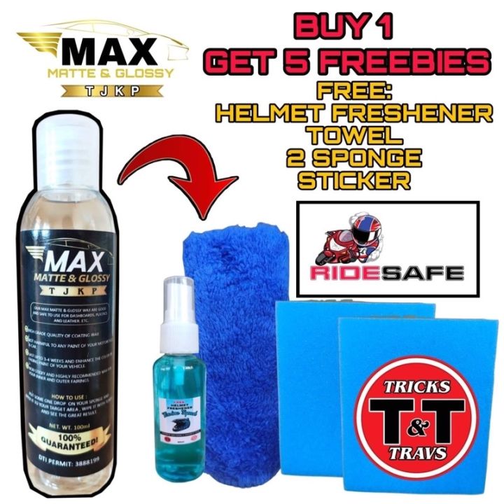 MAX matte glossy coat 100ML (FREE HELMET FRESHENER TOWELS 2 SPONGE ...