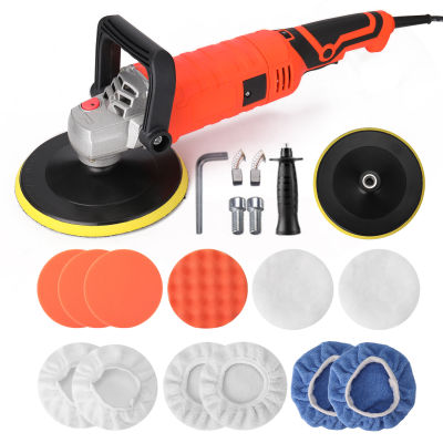 1580W 220 V 7 Level Speed Adjustable 180mm Disc Car Electric Polisher Waxing Machine Automobile Furniture Utility Polishing Tool,without/with 6 bonnets(Optional)