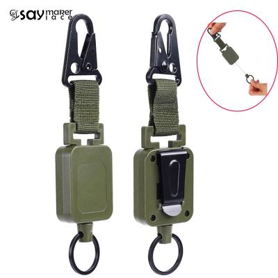 1PCS Outdoor Retractable Wire Rope Tactical Keychain Clip Anti Lost ID Card Holder Sporty Retractable Key Ring Key Chains