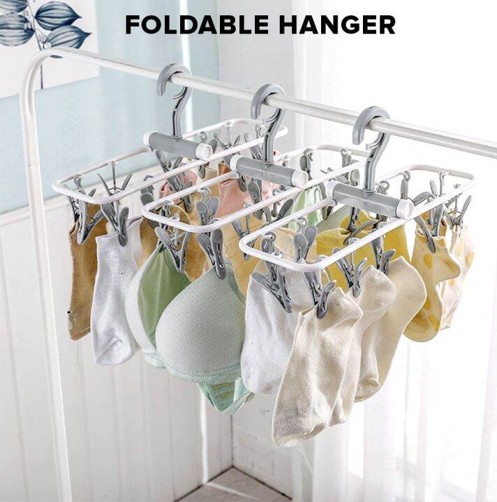 Locaupin Laundry Portable Clips Folding Clothes Hanger Rotating Hook