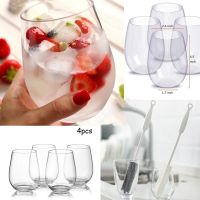 ♚¤✙ VeryJoa♪ 4 Pcs Unbreakable Wine Glasses Shatterproof Plastic Glass Safe Reusable Beer Cup (Material: PET)