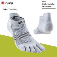 Injinji ถุงเท้าวิ่ง แยกนิ้ว  RUN LIGHTWEIGHT NO-SHOW COOLMAX GRAY  รุ่นวิ่ง  สีเทาใหม่ ข้อสั้น ของแท้