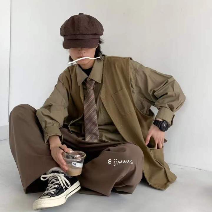 zzooi-2022-mens-japanese-style-fashion-trend-long-sleeves-shirts-vintage-solid-color-work-shirt-khaki-color-clothes-coats-size-s-2xl