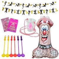 （koko party supplies） Hen Party Supplies Bachelor Party Game Dare Card Pull FlagInsert Card PullDecorationPenis Balloon