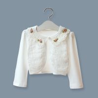 Spring Autumn Thin Girls Cape Coat Long Sleeve Girls Cardigans Flower Lace Pattern Girls Clothing Kids Outwear Jacket