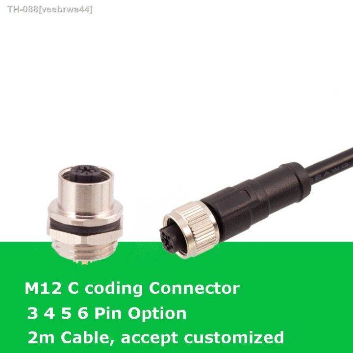 Waterproof Industrial M12 Sensor Aviation Connector 3pin 4pin 5pin 6pin C Coding Soldering Male 8269