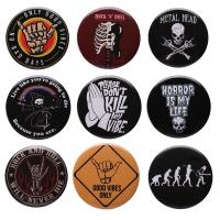 hot【DT】 Punk Gothic Tinpate Pin Hip-Pop n Roll Soft Brooches Collar 44mm Badge Jewelry for Music-lover