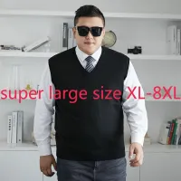 New Arrival Fashion Super Large Men Loose Elastic Waistcoat Casual V-neck Computer Knitted Vest Sleeveless Plus Size XL-7XL 8XL