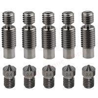 ☂▧▦ 5Pcs E3D V6 Titanium Alloy Heatbreak All Metal Heat Break Thread Throats with 5Pcs Hardened Steel Nozzle 0.4mm 3D Printer Parts