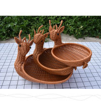 Rattan Woven Fruit Basket Cute Shape Fruit Bowls Tray Vegetable Snack Breakfast Display Basket Novelty Animal Shaped