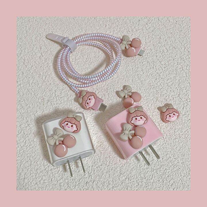 18w20w-charger-protector-น่ารักเชอร์รี่และสาวสเตอริโอรูปแบบสายชาร์จป้องกันกรณีใช้งานร่วมกับ-ip-20w-11-12-13pro-max