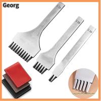 GEORG 3Pcs/Set เหล็กเหล็กไร้สนิม ที่เจาะรูหนัง ฟัน2/5/10 2.7/3.0/3.38/3.85มม. ด้ายเย็บด้วยมือ แบบพกพาได้ คู่มือการใช้งาน เครื่องเจาะตาข้าวโพด เครื่องหนังแท้