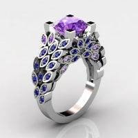 FDLK Luxurious Marquise Purple Color Rhinestone Birthstone Engagement Bridal Ring Wedding Party Jewelry Accessory bijoux