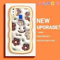 Jlingji เคสสำหรับ VIVO Y91 Y91i Y95เคส3D ลายดอกไม้ยิ้มกรอบ TPU ซิลิโคนแบบใสเคสมือถือกันกระแทกแบบนิ่มกรอบป้องกันหัวกล้องรวมทั้งหมด