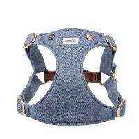 Denim Dog Harness Adjustable Pet Harness Vest Soft Padded No Pull Walking for Puppy Small Medium Dogs Chihuahua Yorkshire Collars