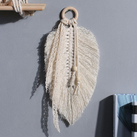 Boho Tassel Cotton Rope Pendant Macrame Hand Feather Leaf Tapestry Leaf Bookmark Curtain Garland Banner Home Decoration