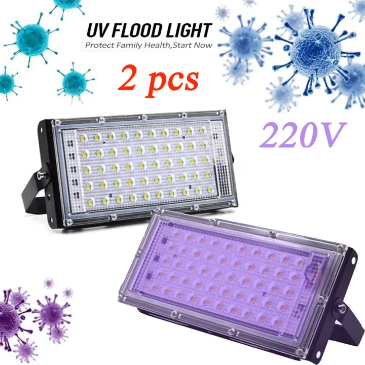 【Ready Stock】2Pcs 50W LED Flood Light germicidal Spotlight Home UV lamp ...