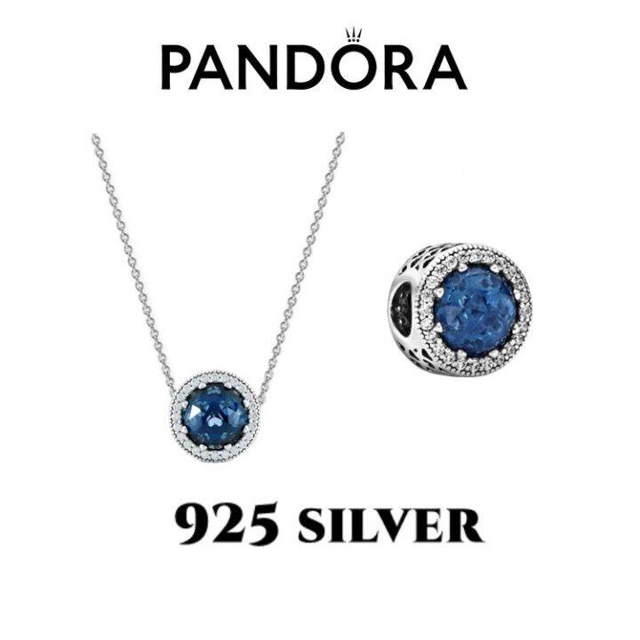 pandora-เงิน925-สร้อยคอ-6สีเลือกได้-round-brilliant-halo-necklace-ของขวัญสำหรับคนพิเศษ-ของแท้-100