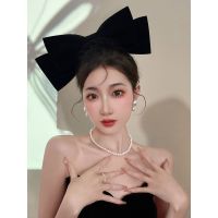 34cm Velvet Hair Clip Oversize Big Bow Clip  for Women Black Hair Accessories Female Party Night Bar Elegant Hair Bow tie